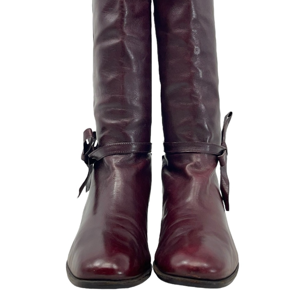 Vintage 70s SALVATORE FERRAGAMO Womens 9.5 Leather Knee High Riding Boots Bow - Picture 10 of 16